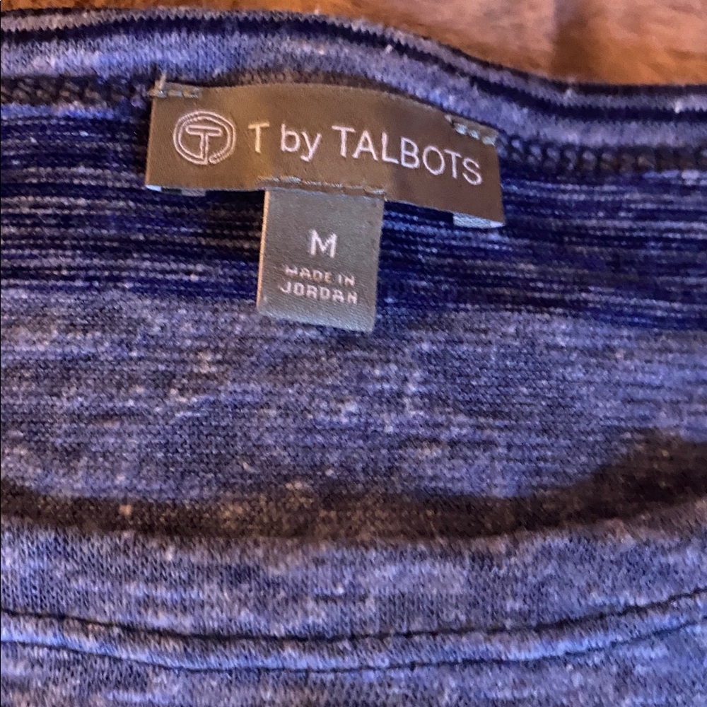T by Talbots Navy and Heather Blue Striped Knit Top - Picture 2 of 10